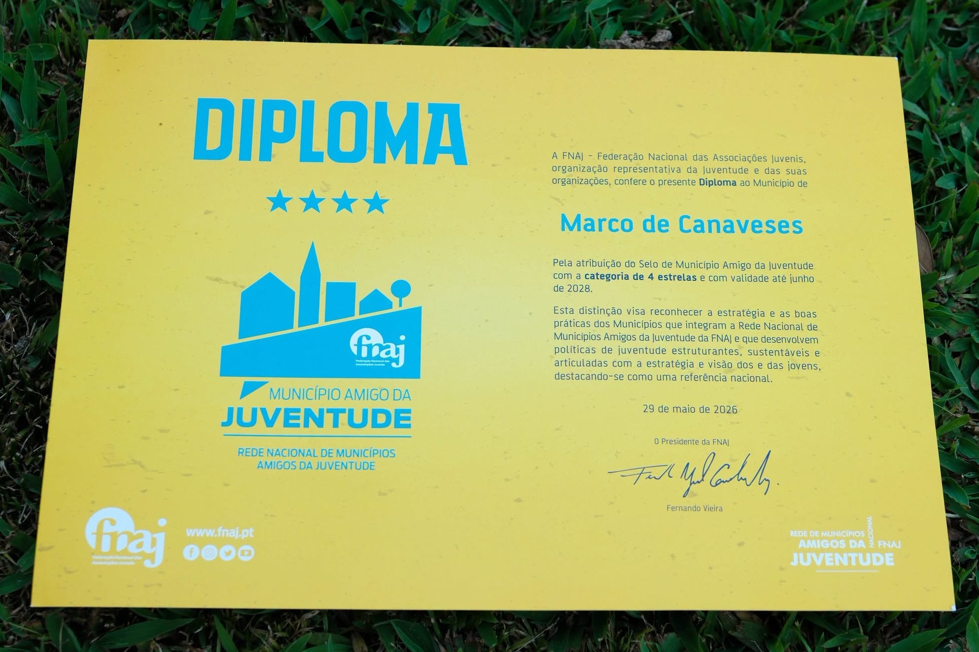 Marco de Canaveses distinguido com o Selo Município Amigo da Juventude – Categoria 4 Estrelas